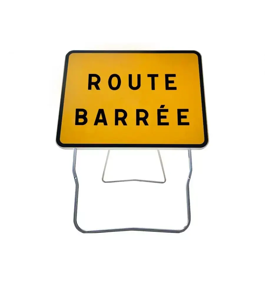 Panneau acier sur trépied, Route Barrée