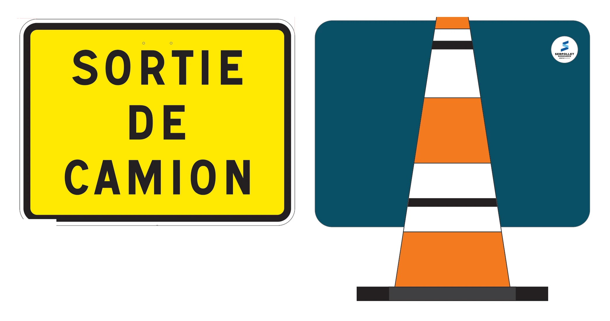 Panneau Kc1 Sortie de camion sangle cône recto verso personnalisé Serpollet Normandie